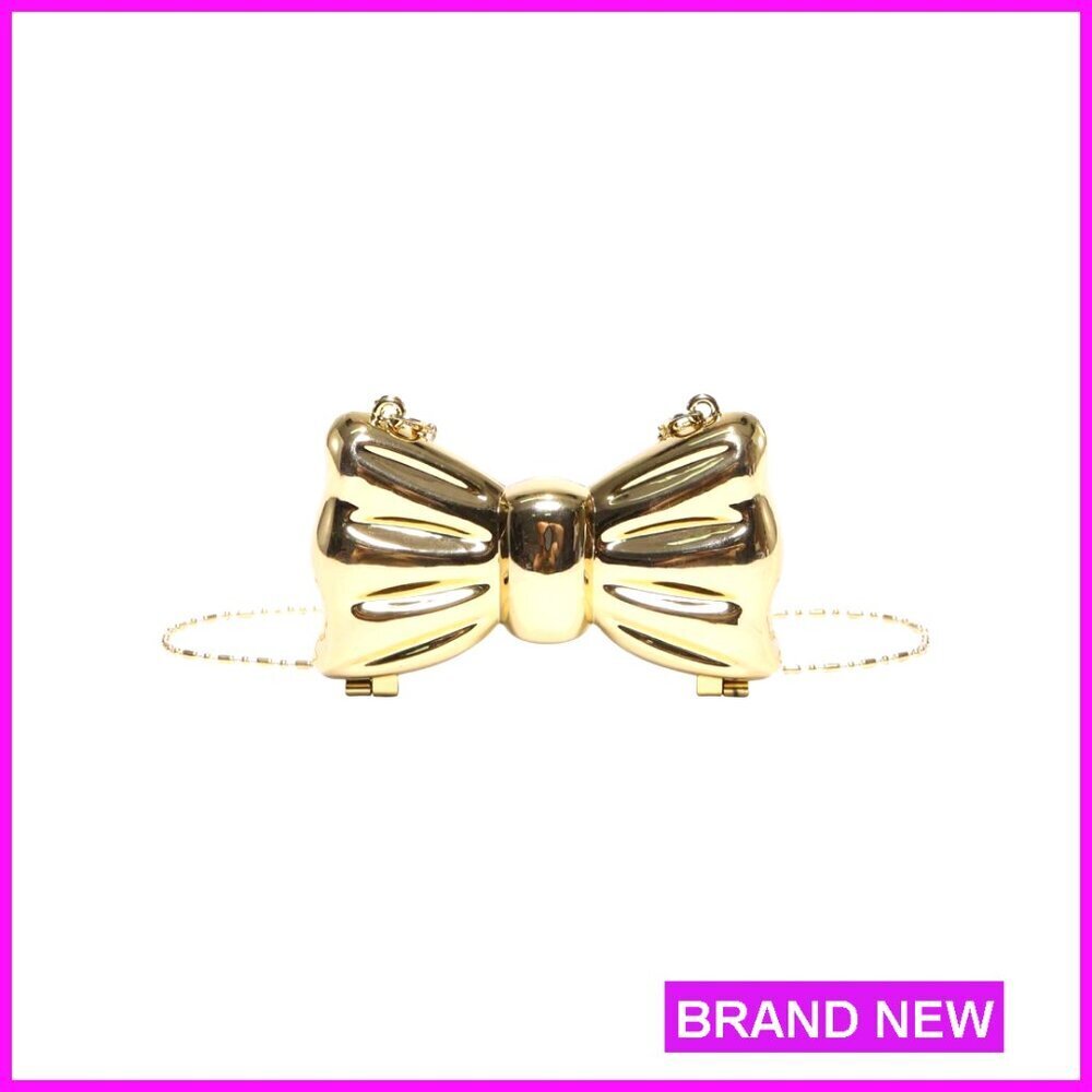 Bow Shaped Mini Clutch Crossbody Bag with Chain Strap for Evening Party